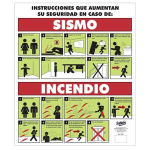 LETRERO QUE HACER EN CASO DE SISMO E INCENDIO. LETRERO QUE HACER EN CASO DE SISMO E INCENDIO.