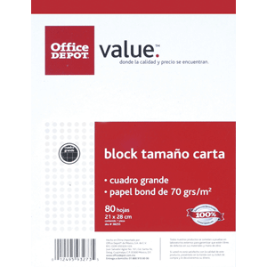 BLOCK TAMANO CARTA 80 HJS C/GRANDE OFFICE DEPOT BLOCK TAMANO CARTA 80 HJS C/GRANDE OFFICE DEPOT