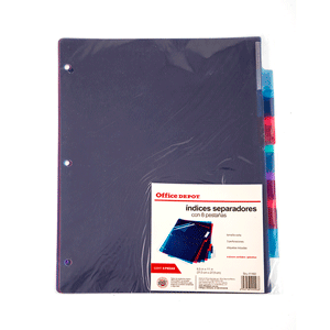 INDICE PLASTICO MULTICOLOR T/CARTA 8 DIVISIONES INDICE PLASTICO MULTICOLOR T/CARTA 8 DIVISIONES