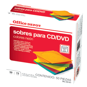 SOBRES PARA CD/DVD EN COLORES 50 PK OFFICE DEPOT SOBRES PARA CD/DVD EN COLORES 50 PK OFFICE DEPOT