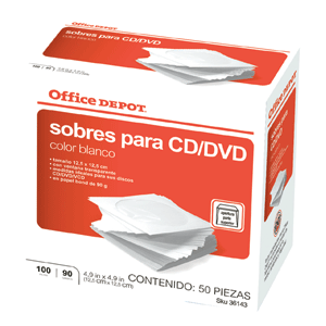 SOBRES PARA CD/DVD BLANCOS 100 PK OFFICE DEPOT SOBRES PARA CD/DVD BLANCOS 100 PK OFFICE DEPOT
