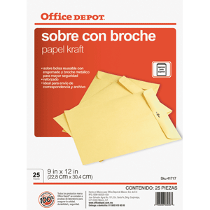 SOBRE C/BROCHE METALICO OFICIO 25 PK SOBRE C/BROCHE METALICO OFICIO 25 PK