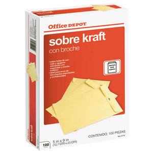 SOBRE C/BROCHE METALICO MED. CARTA 100 PK OFFICE SOBRE C/BROCHE METALICO MED. CARTA 100 PK OFFICE