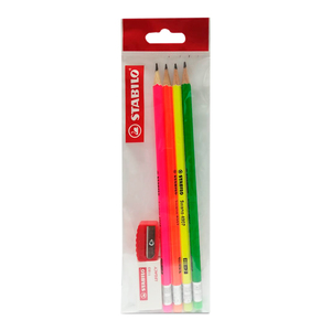 COMBO STABILO LAPIZ NEON HB BORRADOR+SACAPUNTA 4U. COMBO STABILO LAPIZ NEON HB BORRADOR+SACAPUNTA 4U.