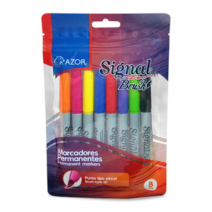 MARCADOR PERMANENTE SIGNAL PINCEL 8U (COLORES) MARCADOR PERMANENTE SIGNAL PINCEL 8U (COLORES)
