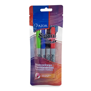 MARCADOR PERMANENTE SIGNAL PINCEL 4U (COLORES) MARCADOR PERMANENTE SIGNAL PINCEL 4U (COLORES)