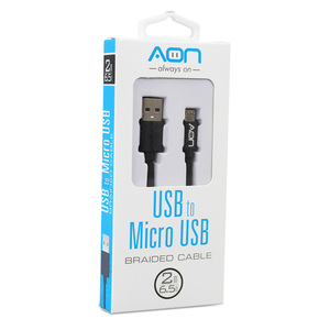 CABLE USB A MICRO 2 MTS NEGRO MARCA AON CABLE USB A MICRO 2 MTS NEGRO MARCA AON