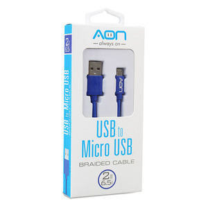 CABLE USB A MICRO 2 MTS AZUL MARCA AON CABLE USB A MICRO 2 MTS AZUL MARCA AON