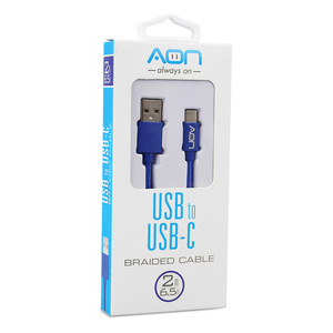 CABLE USB A TIPO C 2MTS AZUL MARCA AON CABLE USB A TIPO C 2MTS AZUL MARCA AON