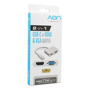 ADAPT USB C A HEMBRA HDMI/VGA MARCA AON ADAPT USB C A HEMBRA HDMI/VGA MARCA AON