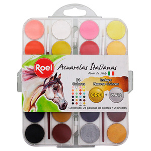 ACUARELA ROEL EFECTO MATE ORO Y PLATA 12 U ACUARELA ROEL EFECTO MATE ORO Y PLATA 12 U